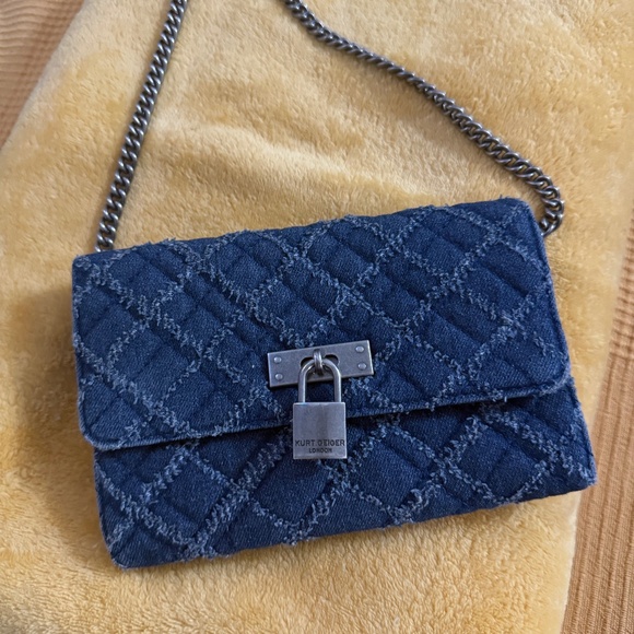 Kurt Geiger denim crossbody wallet on chain - Picture 1 of 5
